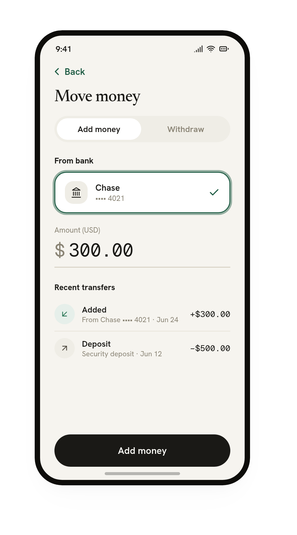 Click app — Move money
